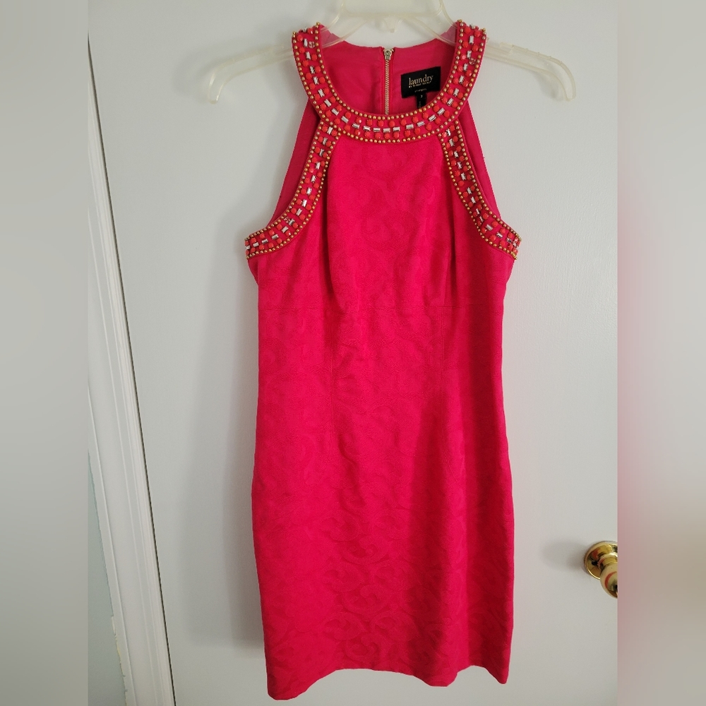 Laundry by Shelli Segal Cocktail Dress with beading and halter top.  Size 2